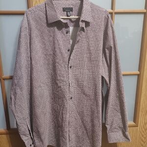 Men's Patterned Shirt - Maroon and White